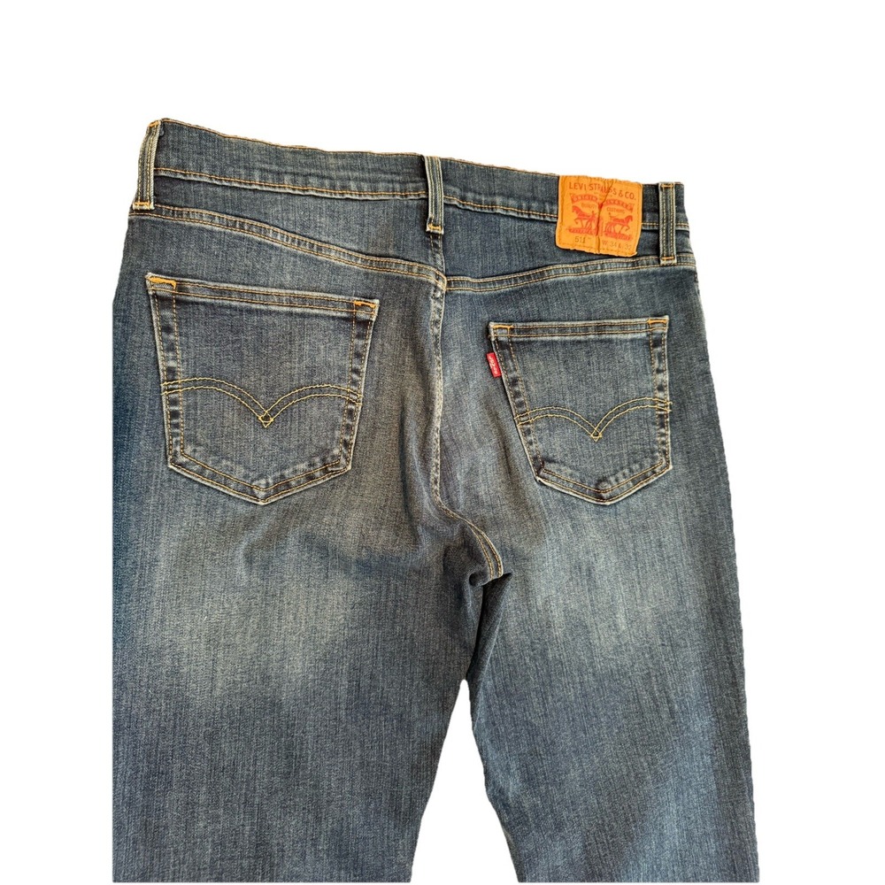 Levi 511 34x32 Stretch Relaxed Fit Easy Fit Over Boot Zipper Med Blue School Rdy